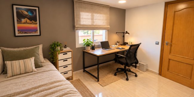 Dormitorio-Oficina Acogedor y Moderno