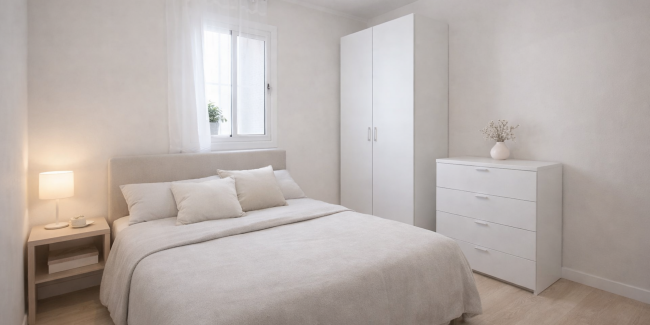 Dormitorio con texto