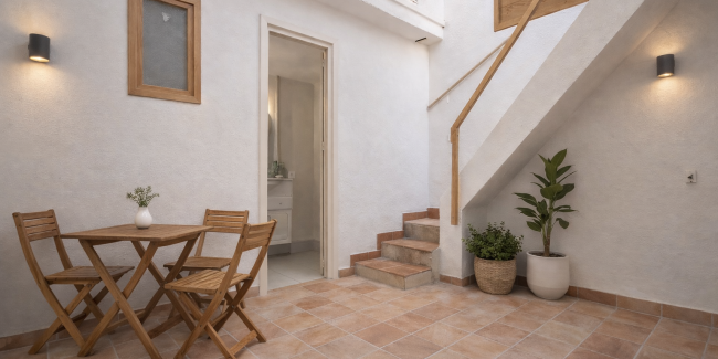 Patio interior con mesa