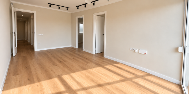 Salón moderno vacío con luz solar