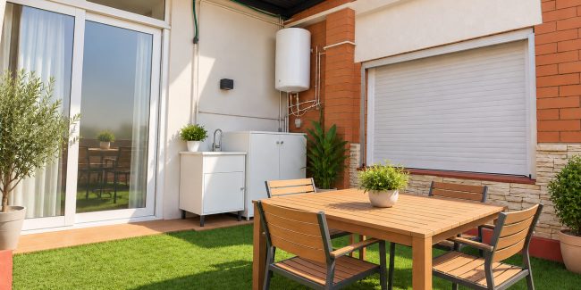 Terraza urbana moderna y luminosa